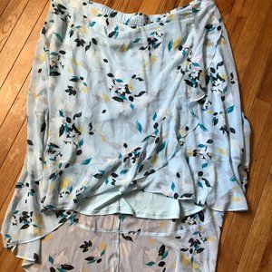 LANE BRYANT PALE BLUE HI-LO SKIRT W/ FLORAL 26/28